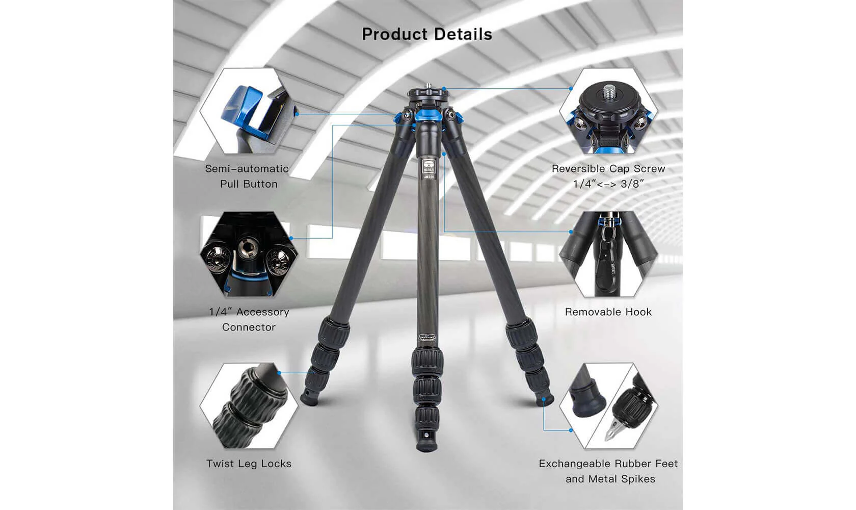SIRUI AM-254 Carbon Fiber 4-Section Medium Camera Tripod Leg - Image 7